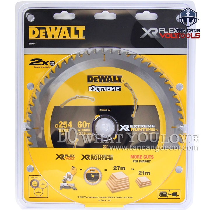 Lưỡi Cưa Gỗ Hợp Kim 254 x 30 mm x 60 T DeWalt DT90275 ( Kèm 3 Vòng Đệm ) - Ảnh 3