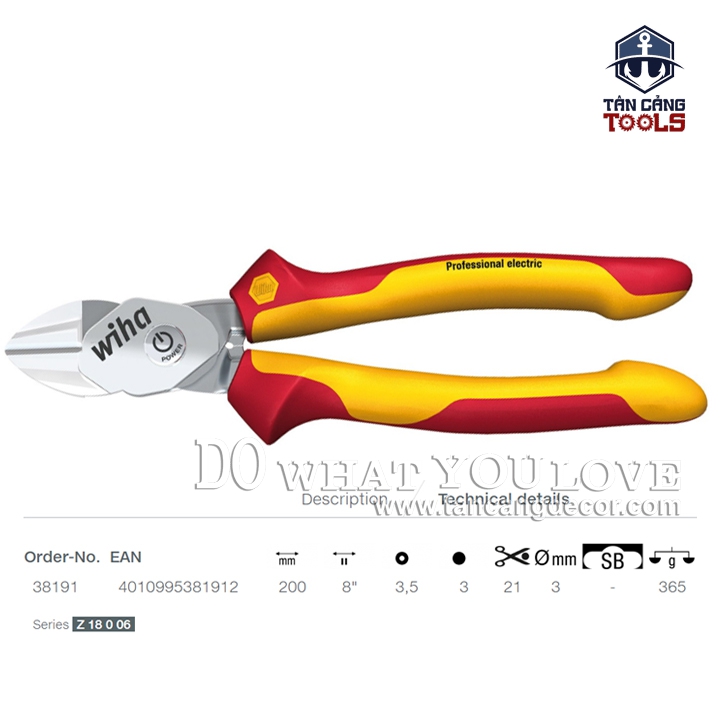 Kìm Cắt Cộng Lực Cách Điện 1000V 200 mm Wiha 38191 ( Trang Bị Nút Bấm Tăng Lực Gấp 2 Lần ) - Ảnh 2