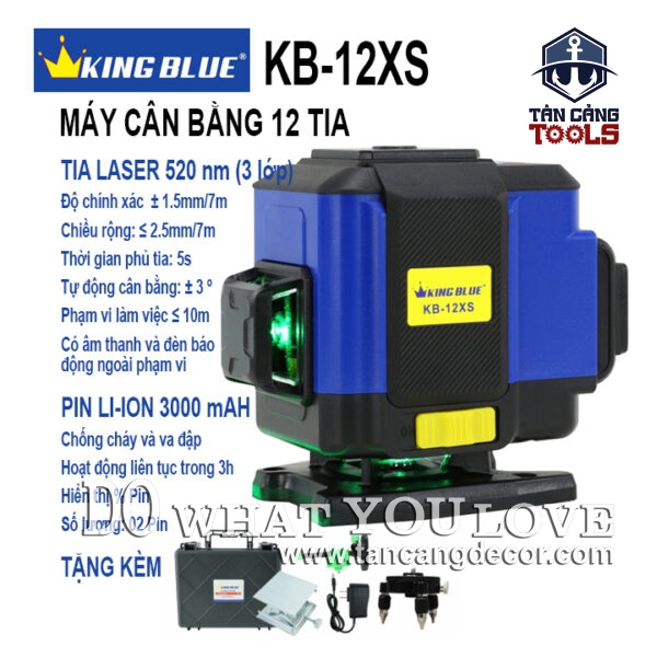 Máy Cân Bằng Lazer 12 Tia Xanh Kingblue KB-12XS ( Có Chân Tripod, Điều Khiển Từ Xa )