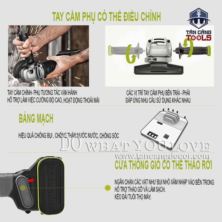Combo Máy Mài Góc 100 mm Dùng Pin 20V Worx WU808.9 ( Thân Máy, Pin 4.0ah, Sạc Nhanh, Hộp Giấy ) - Ảnh 11