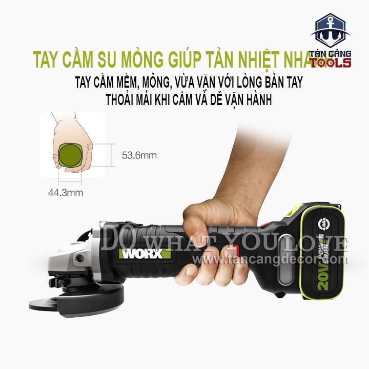 Combo Máy Mài Góc 100 mm Dùng Pin 20V Worx WU808.9 ( Thân Máy, Pin 4.0ah, Sạc Nhanh, Hộp Giấy ) - Ảnh 7