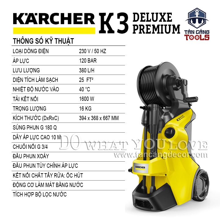 Máy Xịt Rửa Xe Cao Áp Karcher K3 Deluxe Premium 1600W - Ảnh 2