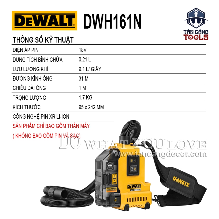 Phụ Kiện Hút Bụi Dùng Pin 18V Cho Máy Khoan Dewalt DWH161N-XJ ( Chưa Bao Gồm Pin, Sạc ) - Ảnh 2