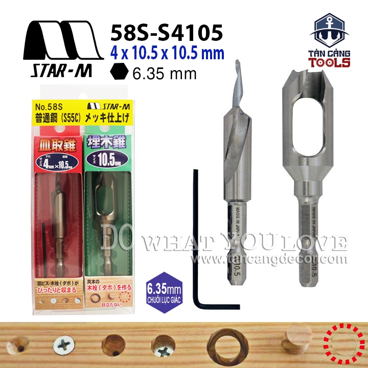 Bộ Mũi Khoan Âm Vít Và Mũi Khoét Chốt Gỗ Star M 4 x 10.5 x 10.5mm