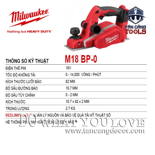 Alternative view of Máy Bào Gỗ Dùng Pin Milwaukee M18 BP-0 ( Thân Máy )