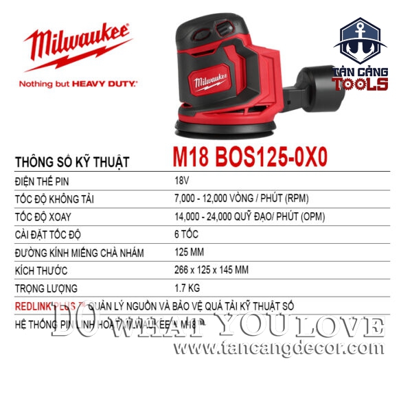 Alternative view of Máy Chà Nhám Tròn Dùng Pin Milwaukee M18 BOS125 - 0X0 ( Thân Máy )