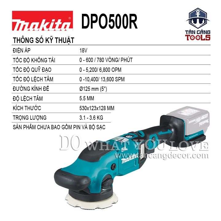 Máy Đánh Bóng Quỹ Đạo Tròn Dùng Pin Có 5 Cấp Điều Tốc Makita DPO500 ( Thân Máy ) - Ảnh 2