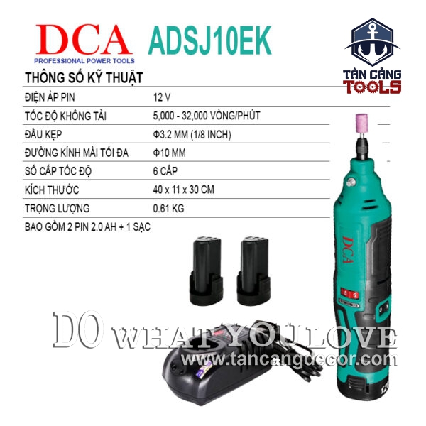 Alternative view of Combo Máy Mài Khuôn Dùng Pin 12V DCA ADSJ10EK ( Thân Máy, 2 Pin 1.5Ah, Sạc )