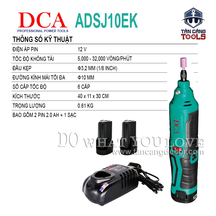 Combo Máy Mài Khuôn Dùng Pin 12V DCA ADSJ10EK ( Thân Máy, 2 Pin 1.5Ah, Sạc ) - Ảnh 2