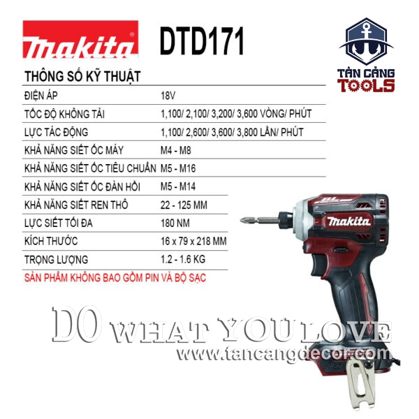 Alternative view of Máy Vặn Vít Dùng Pin Makita 18V DTD171 ( Thân Máy )