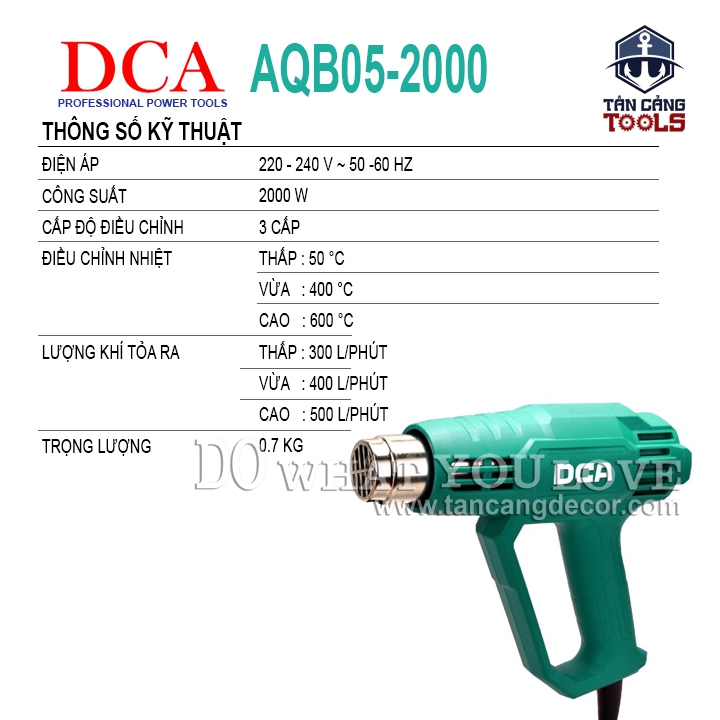 Máy Thổi Nhiệt 3 Cấp Độ DCA AQB05-2000 2000W - Ảnh 2