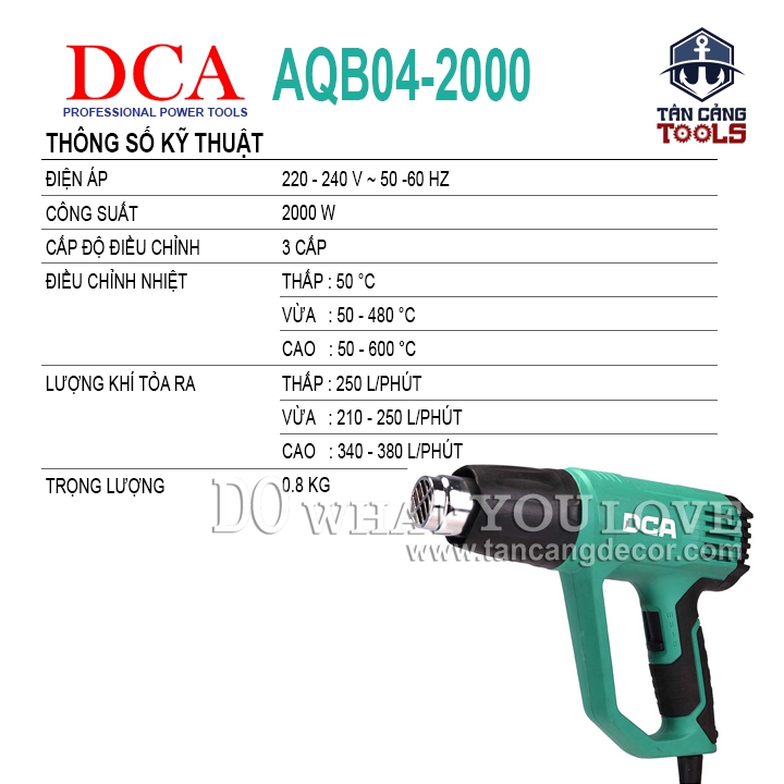 Máy Thổi Nhiệt 2 Cấp Độ DCA AQB04-2000 2000W - Ảnh 2