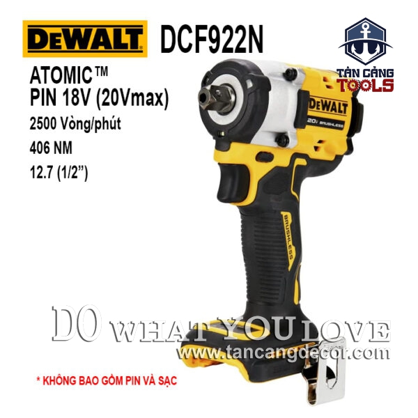 Máy Siết Bu Lông Dùng Pin DeWalt 20V DCF922N 1/2 Inches ( Thân Máy )