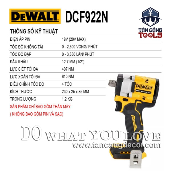 Alternative view of Máy Siết Bu Lông Dùng Pin DeWalt 20V DCF922N 1/2 Inches ( Thân Máy )