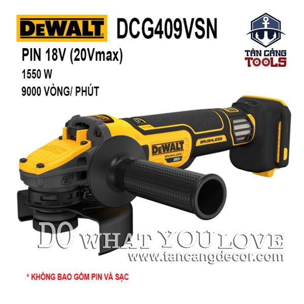 Máy Mài Góc 100 mm Dùng Pin Có 6 Cấp Điều Tốc DeWalt 20V DCG409VSN ( Thân Máy )