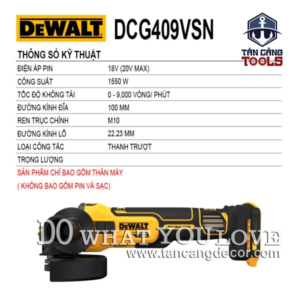 Alternative view of Máy Mài Góc 100 mm Dùng Pin Có 6 Cấp Điều Tốc DeWalt 20V DCG409VSN ( Thân Máy )