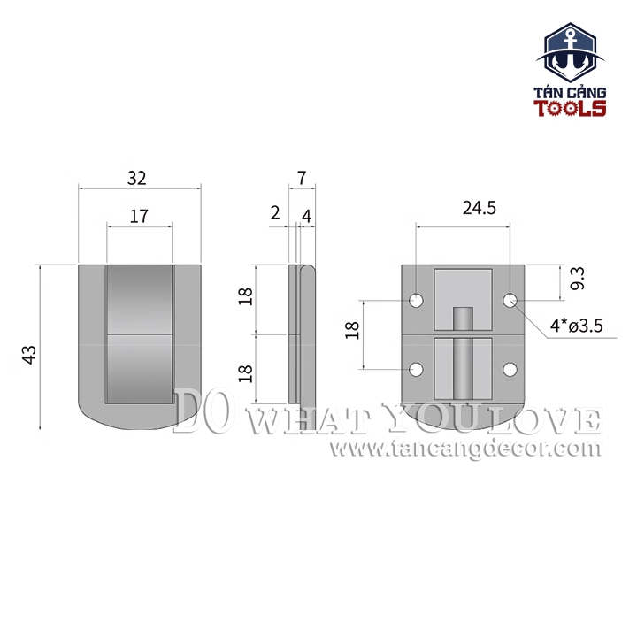 Khóa Hộp 40 Thép - KT: 3.2 x 4.3 cm - Ảnh 2