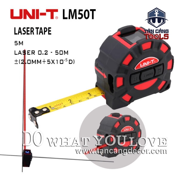 Thước Cuộn 5 Mét Kết Hợp Đo Khoảng Cách Điện Tử 50 Mét UNI-T LM50T ( Nhiều Tính Năng )