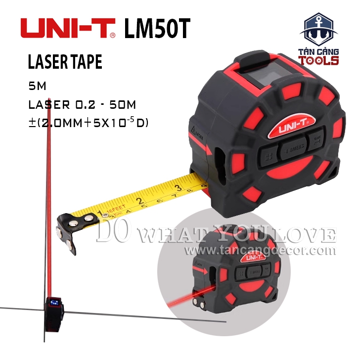 Thước Cuộn 5 Mét Kết Hợp Đo Khoảng Cách Điện Tử 50 Mét UNI-T LM50T ( Nhiều Tính Năng )