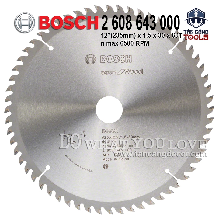 Lưỡi Cưa Gỗ Hợp Kim 235 x 30 mm x 60T Bosch 2608643000