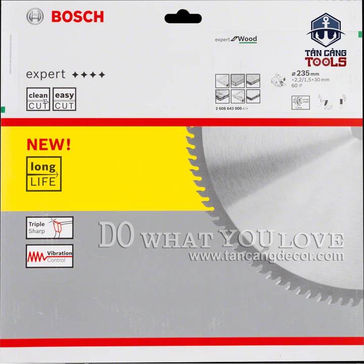 Lưỡi Cưa Gỗ Hợp Kim 235 x 30 mm x 60T Bosch 2608643000 - Ảnh 2