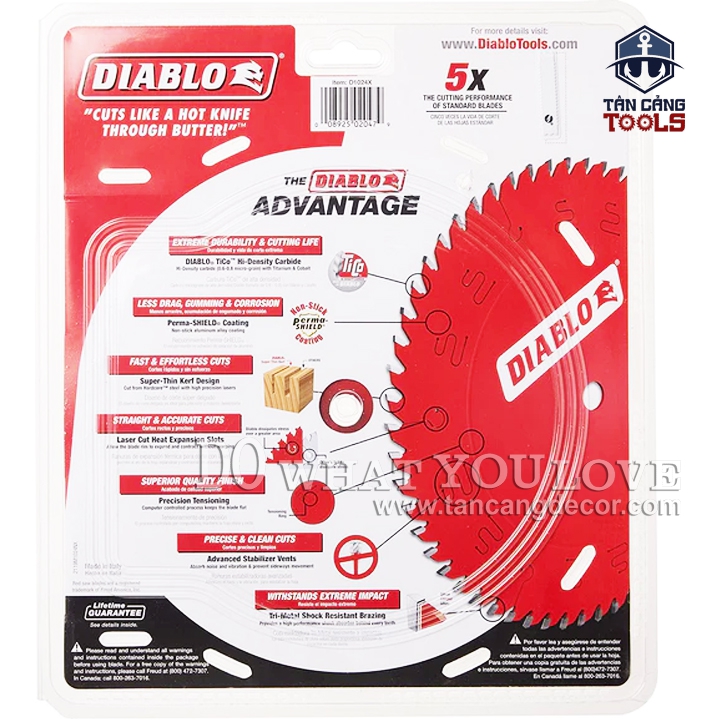 Lưỡi Cưa Gỗ Hợp Kim Diablo 250 x 16 mm x 24T Freud D1024X - Ảnh 3