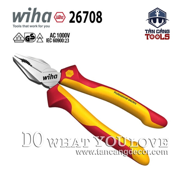 Kìm Đa Năng Cách Điện 1000V 180 mm Wiha 26708