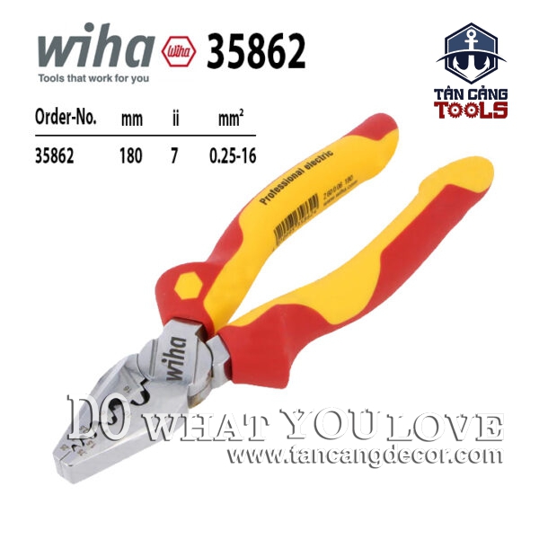 Kìm Bấm Cos Cách Điện 1000V 180 mm Wiha 35862