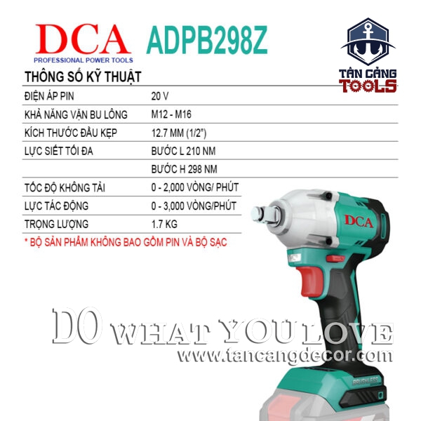 Alternative view of Máy Siết Bu Lông Dùng Pin DCA 20V ADPB298Z 1/2 Inches ( Thân Máy )