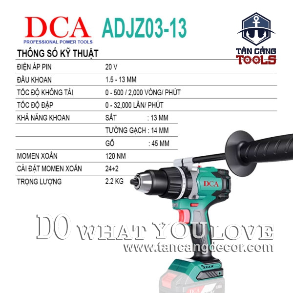 Alternative view of Combo Máy Khoan Động Lực Dùng Pin DCA 20V ADJZ03-13EM ( Thân Máy, 2 Pin 4.0Ah, Sạc Pin, Thùng Nhựa )