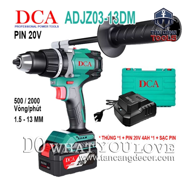 Combo Máy Khoan Động Lực Dùng Pin DCA 20V ADJZ03-13DM ( Thân Máy, 1 Pin 4.0Ah, Sạc Pin, Thùng Nhựa )