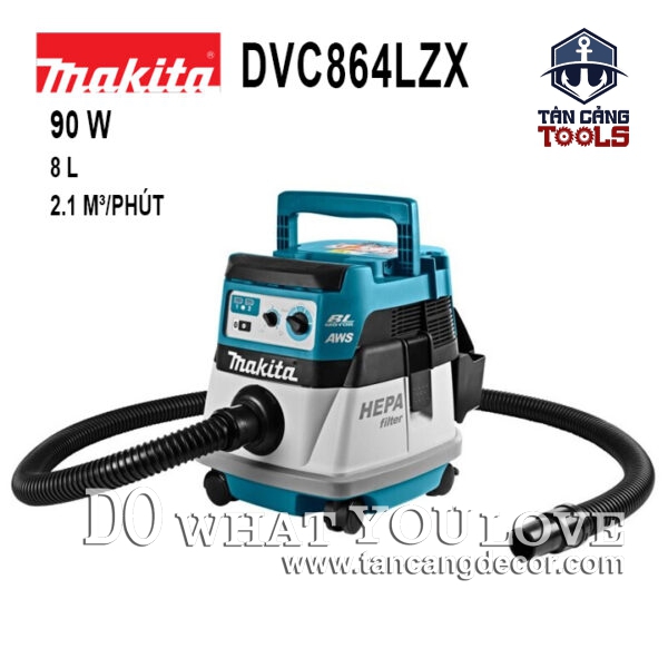 Máy Hút Bụi 8 Lít Dùng Pin 18V x 2 Makita DCV864LXZ ( Tính Năng Auto Start ) ( Thân Máy )