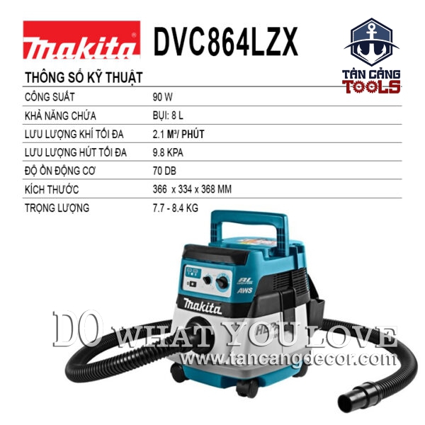 Alternative view of Máy Hút Bụi 8 Lít Dùng Pin 18V x 2 Makita DCV864LXZ ( Tính Năng Auto Start ) ( Thân Máy )