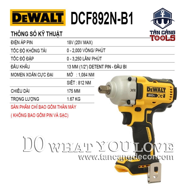Alternative view of Máy Siết Bu Lông Dùng Pin DeWalt 18V DCF892N 1/2 Inches Đầu Bi ( Thân Máy )