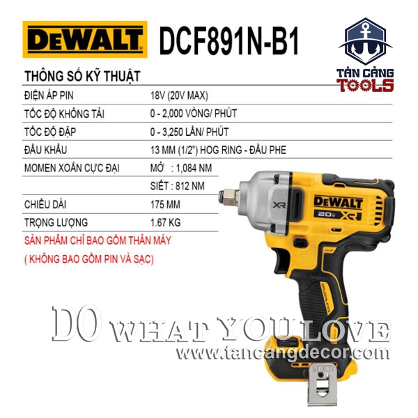 Alternative view of Máy Siết Bu Lông Dùng Pin DeWalt 18V DCF891N 1/2 Inches Đầu Phe ( Thân Máy )