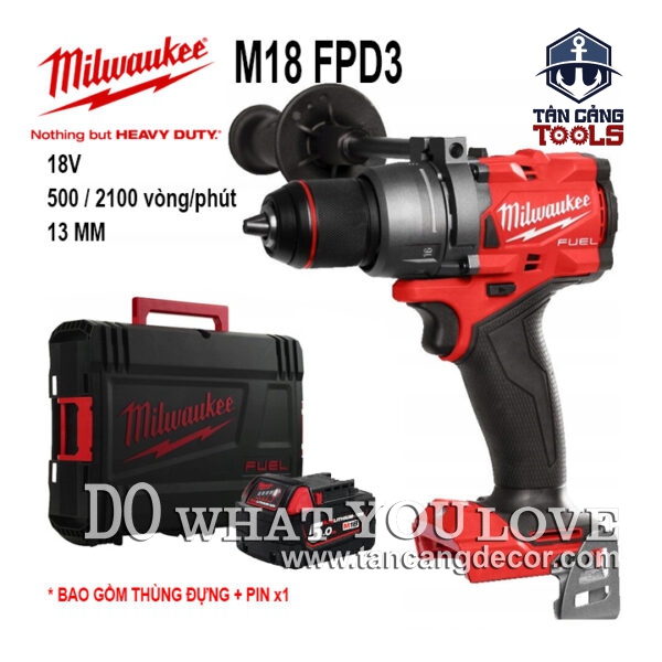 Máy Khoan Động Lực Dùng Pin Milwaukee M18 FPD3 ( Thân Máy, Tặng Pin 5Ah, Thùng Nhựa )