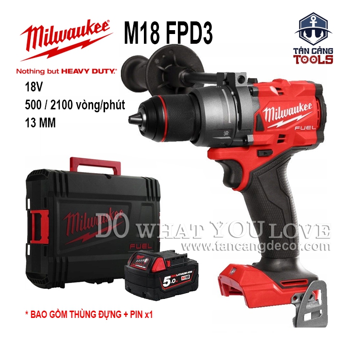 Máy Khoan Động Lực Dùng Pin Milwaukee M18 FPD3 ( Thân Máy, Tặng Pin 5Ah, Thùng Nhựa )