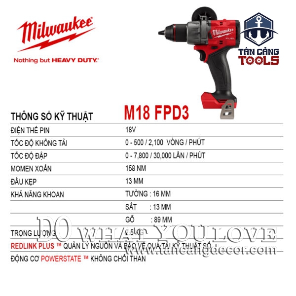 Alternative view of Máy Khoan Động Lực Dùng Pin Milwaukee M18 FPD3 ( Thân Máy, Tặng Pin 5Ah, Thùng Nhựa )