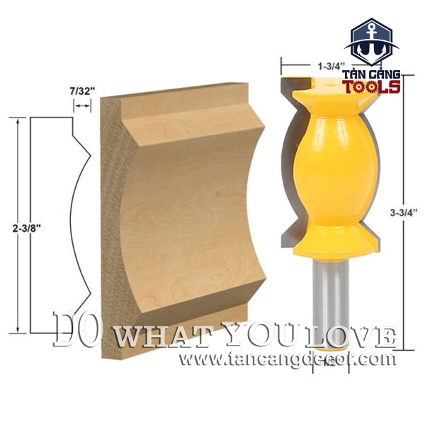 Alternative view of Mũi Router Đánh Phào Chỉ Lõm Đối Xứng 60.32 mm Cốt 12.7 mm