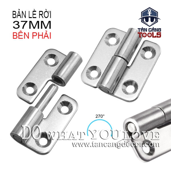 2 Bản Lề Inox 304 Dạng Tháo Rời Mở Phải - KT : 33 x 37 x 2 mm ( 1.5 Inches )