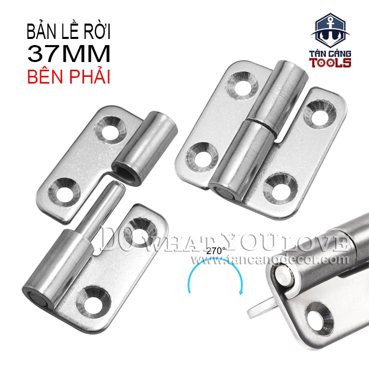 2 Bản Lề Inox 304 Dạng Tháo Rời Mở Phải - KT : 33 x 37 x 2 mm ( 1.5 Inches )