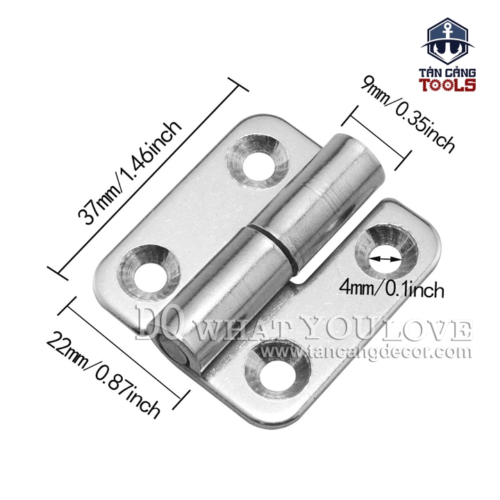 2 Bản Lề Inox 304 Dạng Tháo Rời Mở Phải - KT : 33 x 37 x 2 mm ( 1.5 Inches ) - Ảnh 2