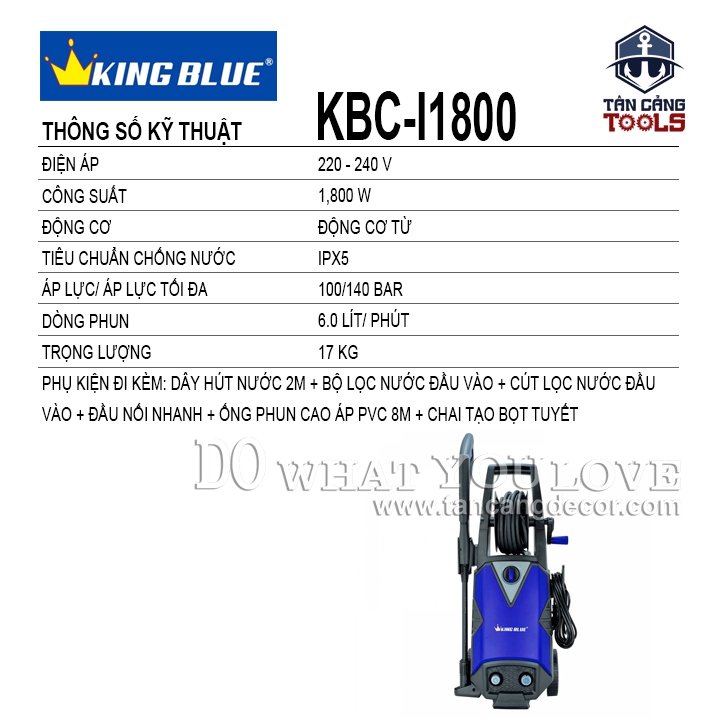 Máy Xịt Rửa Xe Cao Áp Kingblue KBC-I1800 1800W - Ảnh 2