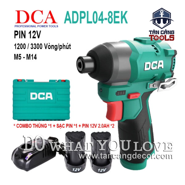 Combo Máy Vặn Vít Dùng Pin DCA 12V ADPL04-8EK ( Thân Máy, 2 Pin 2.0Ah, Sạc Pin, Thùng Nhựa )