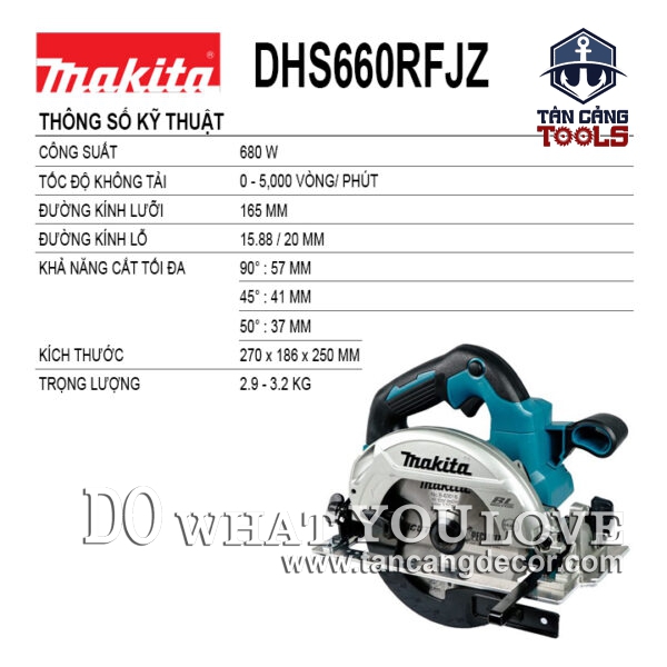 Alternative view of Combo Máy Cưa Đĩa 165mm Dùng Pin 18V Makita DHS600RFJ ( Thân Máy, 2 Pin 3.0Ah, Sạc Nhanh, Thùng )