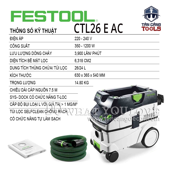 Máy Hút Bụi 26 Lít Festool CLEANTEC CTL 26 E AC 230V - Ảnh 2