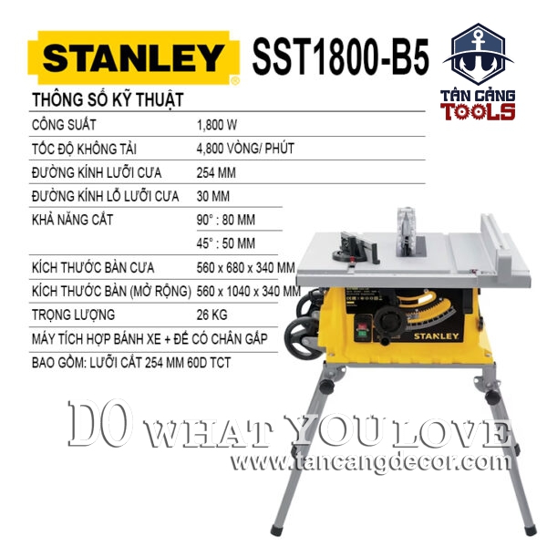 Alternative view of Máy Cưa Bàn Stanley SST1800 1800W ( Phiên Bản Mới - Chân Xếp Gọn, Chống Khởi Động Lại )