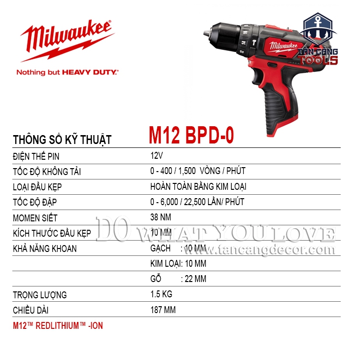 Combo Milwaukee BPD + FID2 BID M12 New Entry 1 ( 2 Pin, 1 Sạc, Găng Tay, Thước Móc Khóa 2 Mét ) - Ảnh 2