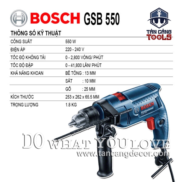 Alternative view of Máy Khoan Động Lực 100 Chi Tiết Bosch GSB 550 SET 550W