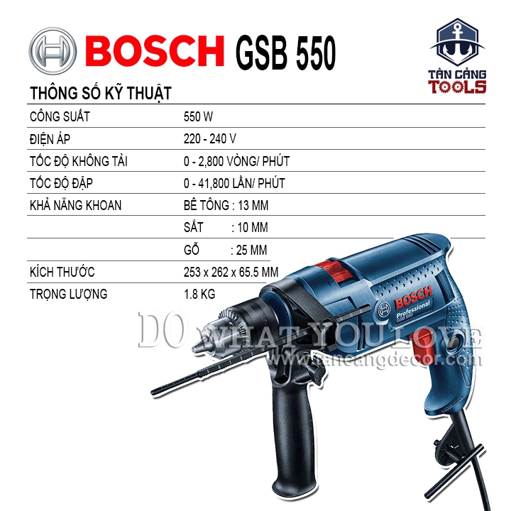 Máy Khoan Động Lực 100 Chi Tiết Bosch GSB 550 SET 550W - Ảnh 2